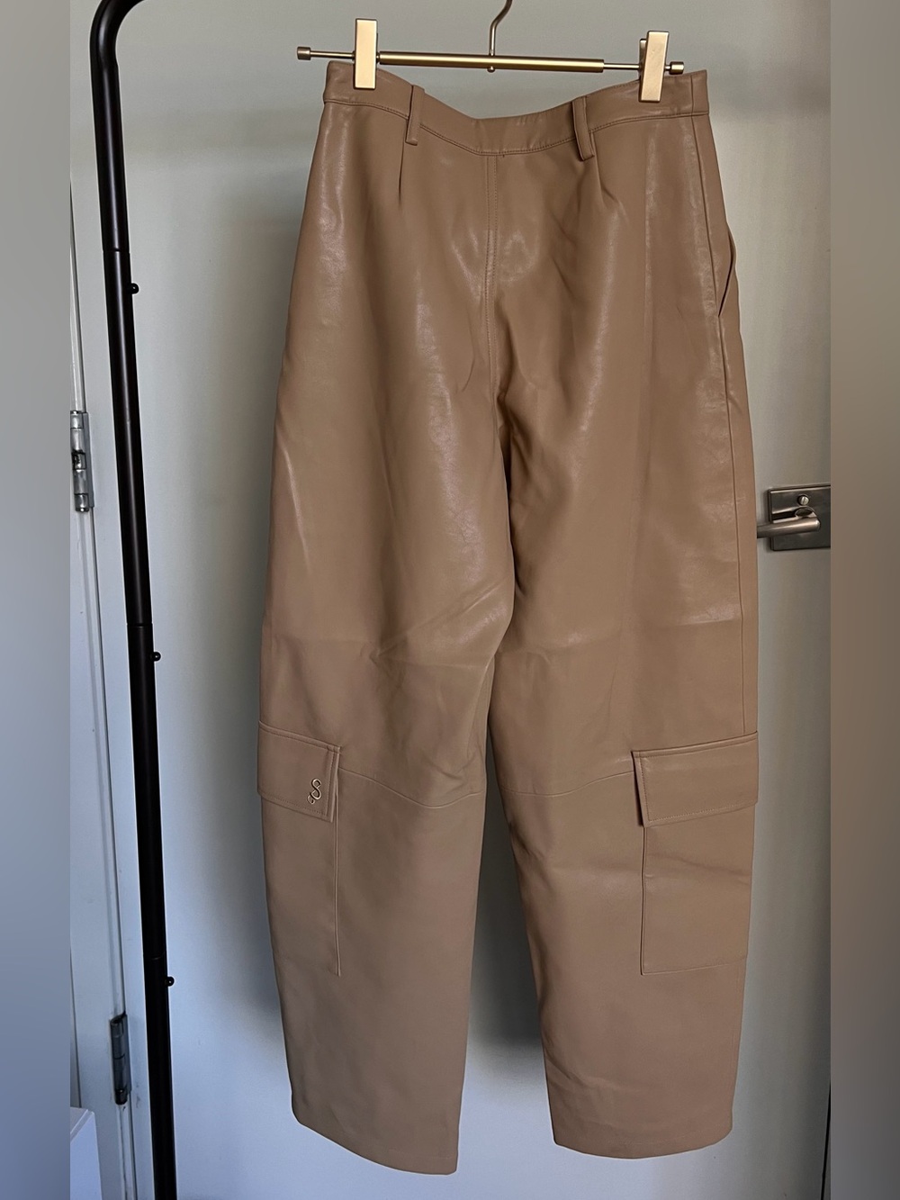 Song of Style Taupe Faux Leather Cargo Pants